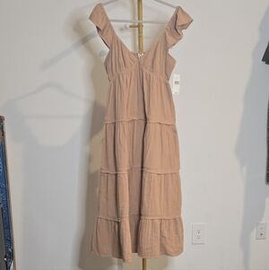 NWT Roxy Tiered Brown Midi Dress